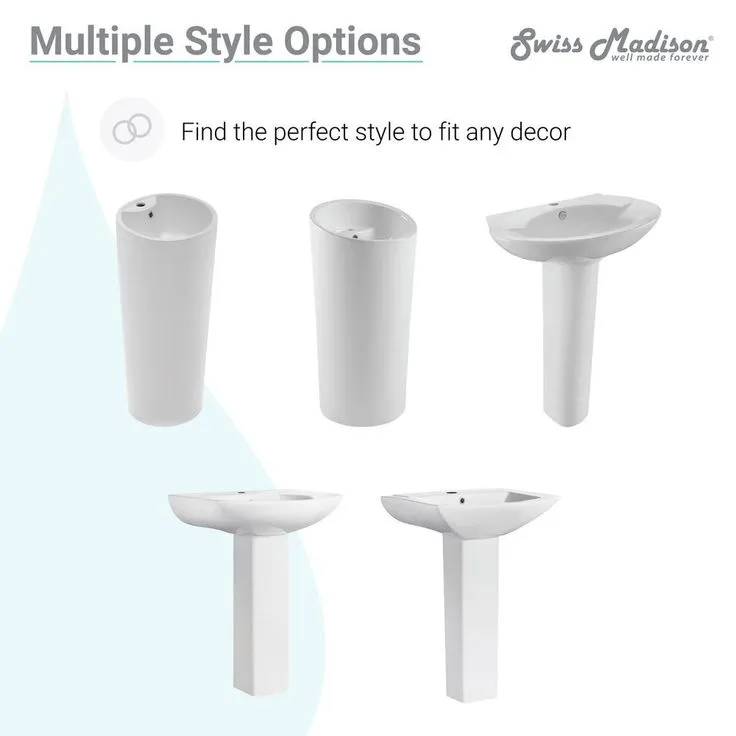 Swiss Madison Plaisir Pedestal Sink in Glossy White, photo 2 of 7