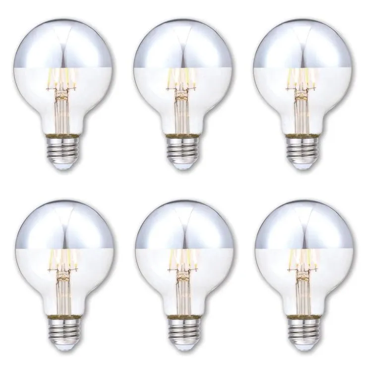 Westinghouse 40-Watt Equivalent G25 Dimmable Half Chrome Edison Filament LED Light Bulb Soft White (6-Pack), photo 4 of 4