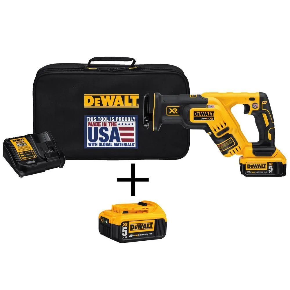 20-Volt MAX XR Lithium-Ion Cordless Brushless Compact Reciprocating Saw Kit with Battery 5Ah, Charger and Contractor Bag, photo 17 of 19