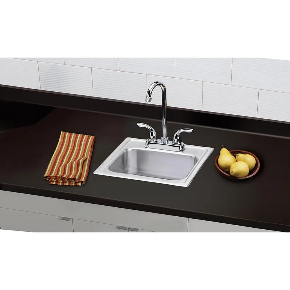 All-in-One Drop-in Stainless Steel 15 in. 2-Hole Single Bowl Bar Sink, photo 2 of 10