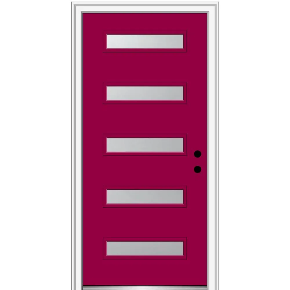 MMI Door 36 in. x 80 in. Davina Right-Hand Inswing 5-Lite Frosted Glass Painted Steel Prehung Front Door on 4-9/16 in. Frame, photo 41 of 42