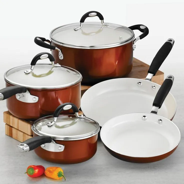 Style Ceramica 8-Piece Metallic Copper Cookware Set with Lids, photo 3 of 6