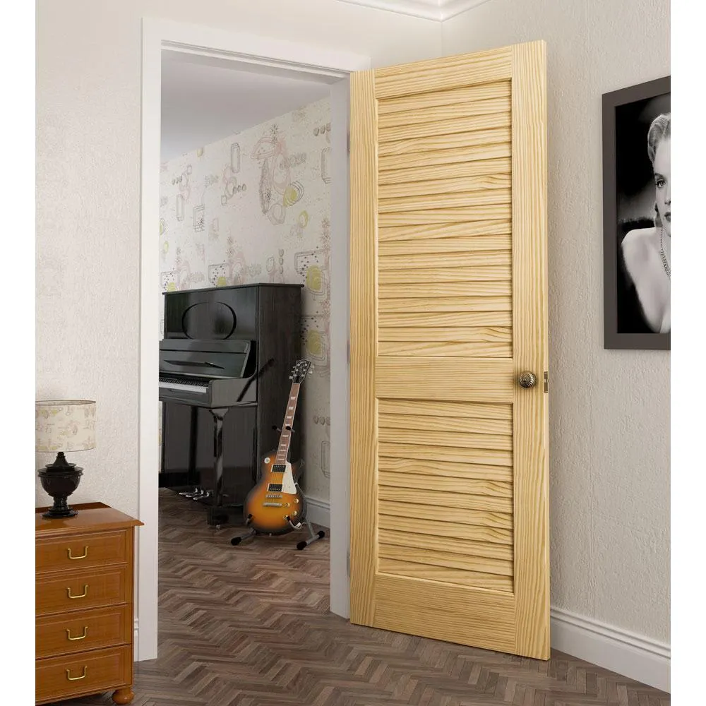 28 in. x 80 in. Unfinished Plantation Louver Louver Solid Core Wood Interior Door Slab, photo 3 of 3