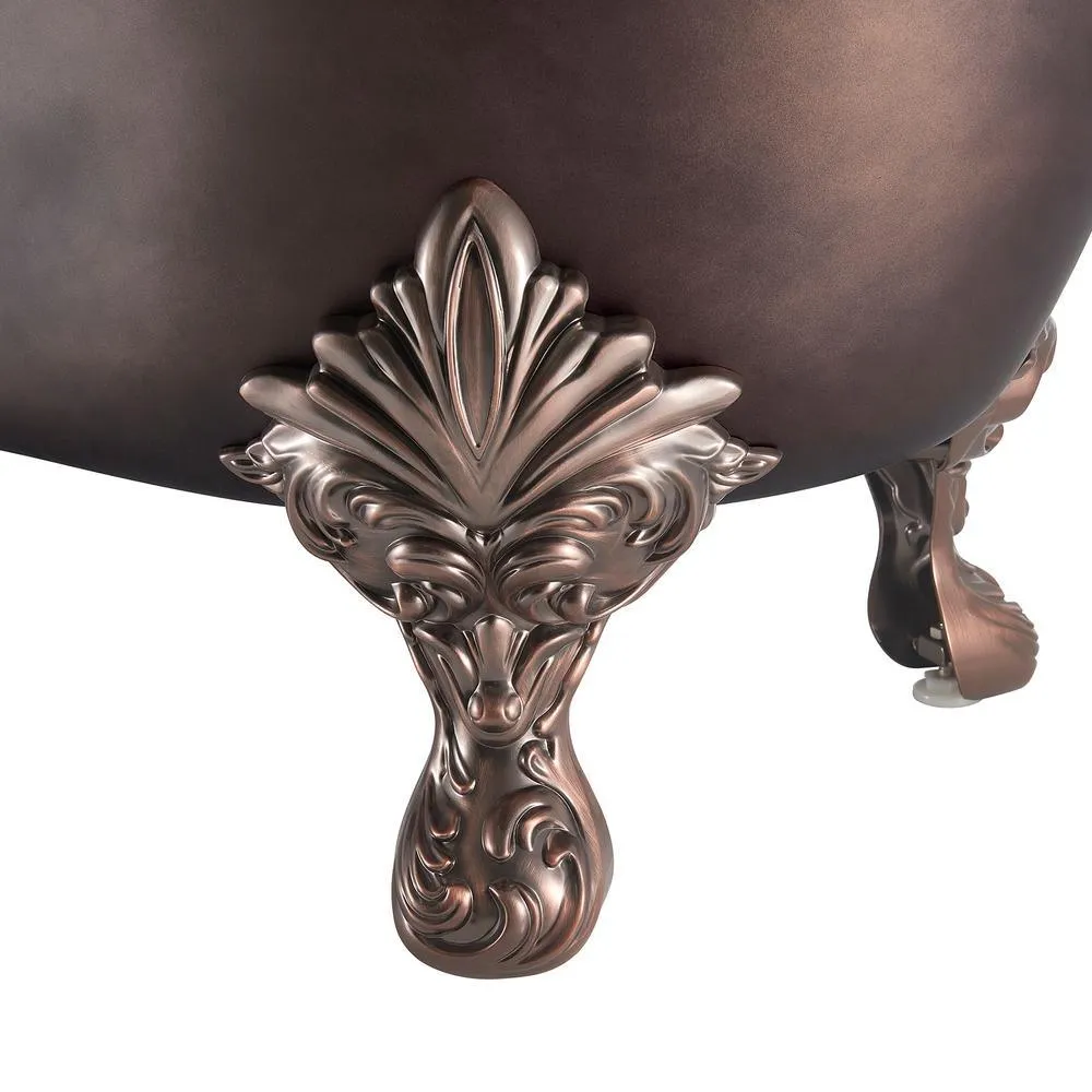 69 in. Fiberglass Double Slipper Clawfoot Non-Whirlpool Bathtub in Matte Antique Brass, photo 5 of 9