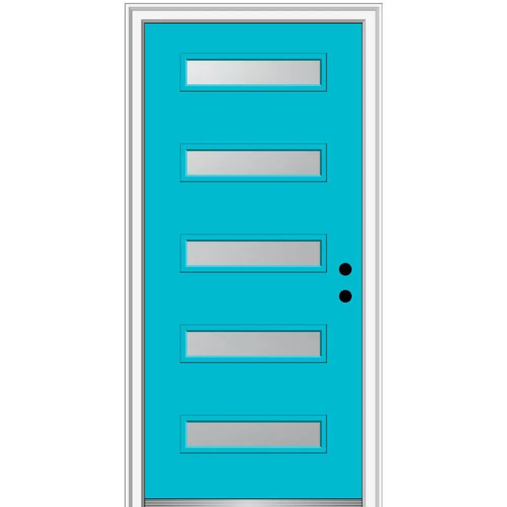MMI Door 36 in. x 80 in. Davina Right-Hand Inswing 5-Lite Frosted Glass Painted Steel Prehung Front Door on 4-9/16 in. Frame, photo 38 of 42