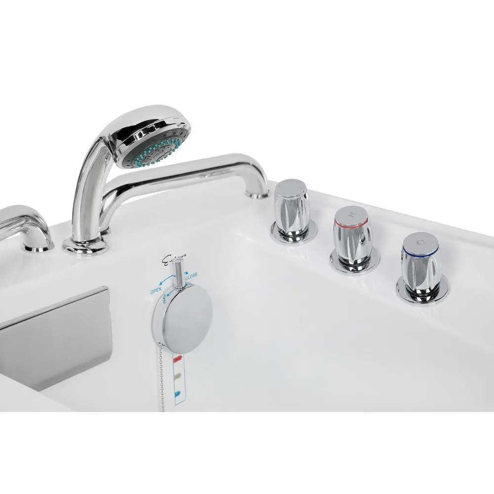 Empava 52.5 in. Left Side Walk-in Freestanding Bathtub Flatbottom Soaking SPA Tub in White, photo 8 of 10
