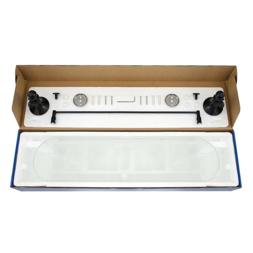 MODONA Antica 20 in. W Frosted Glass Shelf with Rail in Rubbed Bronze, photo 5 of 8