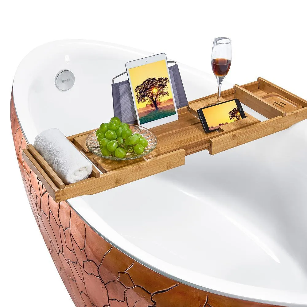 Freestanding Bathtub 69 in. Fiberglass Flat Bottom Bathtub Modern Stand Alone Tub Luxurious SPA Tub in Rose Gold Acrylic, photo 4 of 7