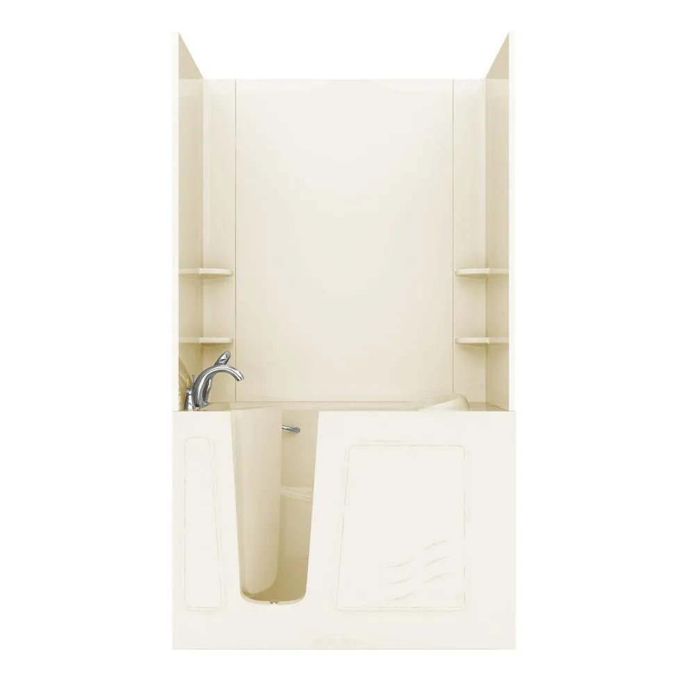 Universal Tubs Rampart Nova Heated 3.9 ft. Walk-in Whirlpool and Air Bathtub with Flat Easy Up Adhesive Wall Surround, Right Drain, White, photo 17 of 42