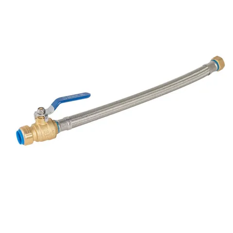 Steel-Flex 18 × 3/4 in FIP Swivel x 3/4 in. Push-Fit Ball Valve Flexible Water Heater Connector
