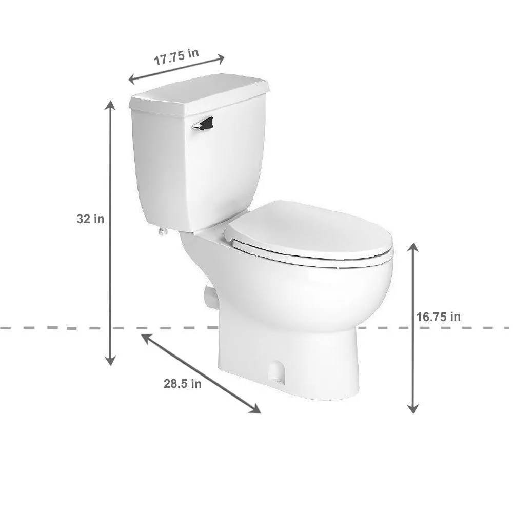 SaniAccess3 2-Piece 1.280 GPF Single Flush Elongated Toilet with.5 HP Macerating Pump in White, photo 3 of 10