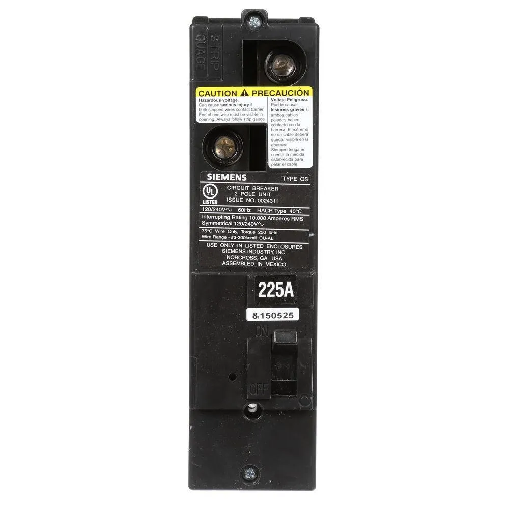 Siemens 200 Amp Double-Pole 10kA Type QS Multi-Family Main Breaker, photo 7 of 11