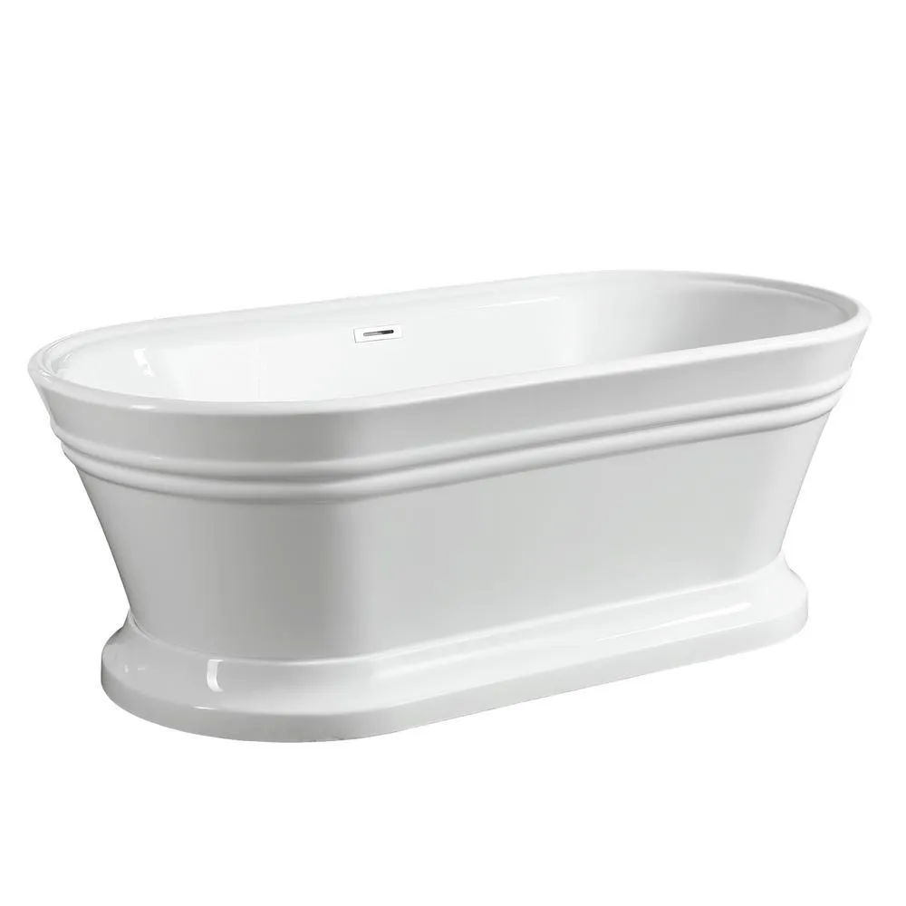 Versailles 59 in. Acrylic Flatbottom Freestanding Bathtub in White, photo 7 of 9