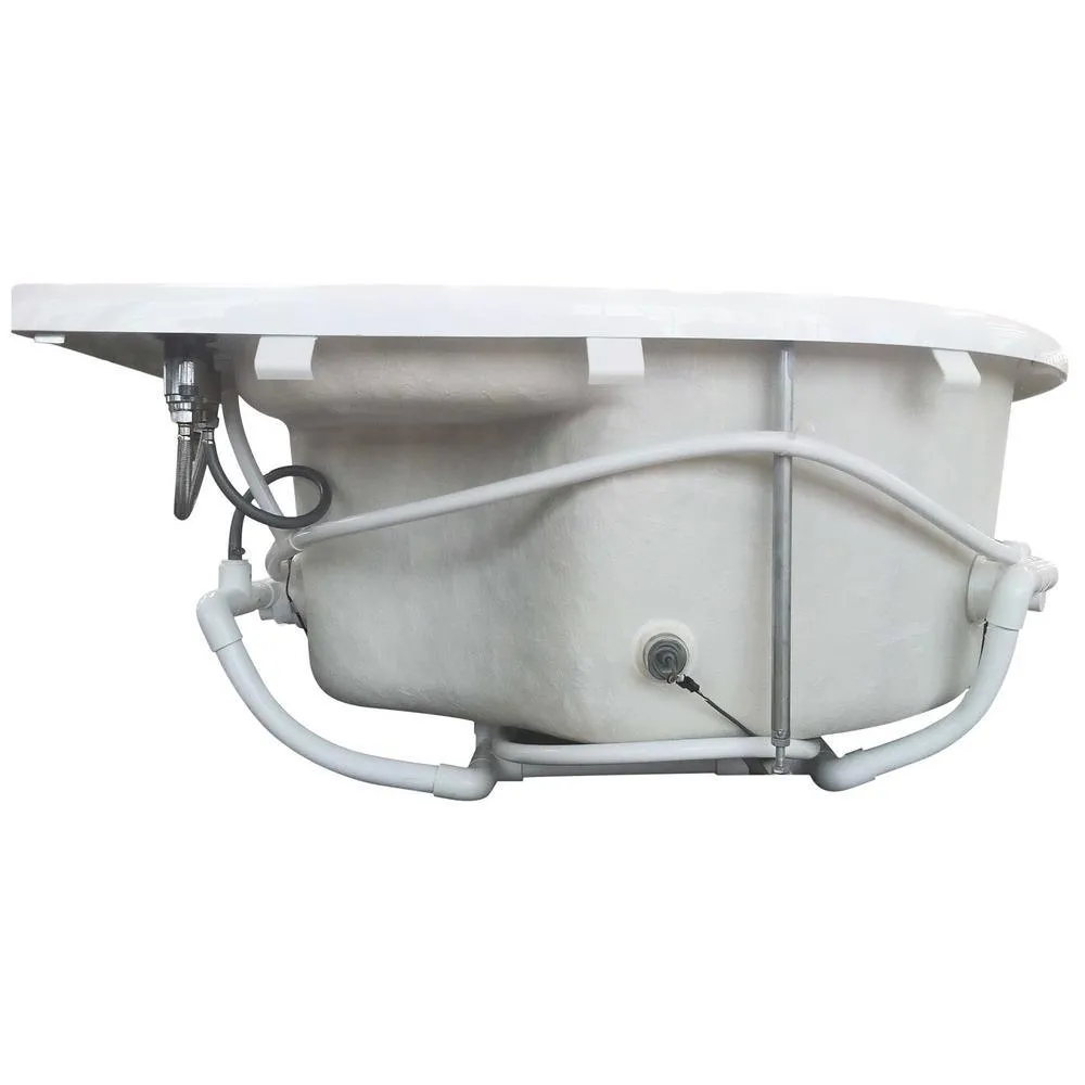 EAGO 71 in. Acrylic Left Drain Corner Apron Front Whirlpool Bathtub in White, photo 6 of 11