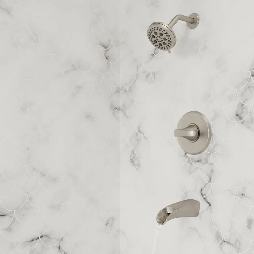 Jaida Single-Handle 4-Spray Tub and Shower Faucet w/ Restore Technology in Spot Defense Brushed Nickel (Valve Included), photo 8 of 10