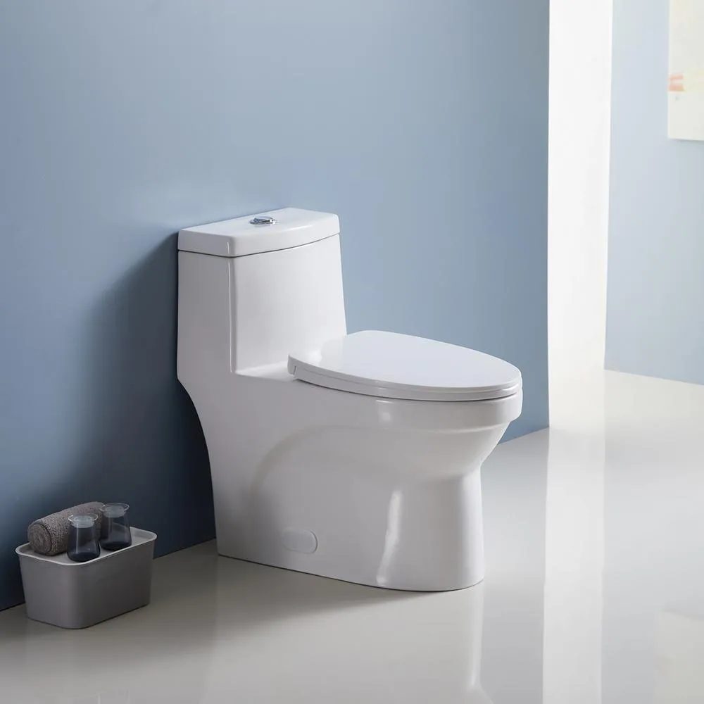 12 in. Rough-In 1-piece 1.1/ 1.6 GPF Dual Flush Elongated Siphonic Jet Toilet in White, Seat Included, photo 2 of 9