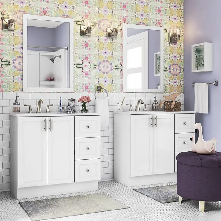 Style Selections 36.5-in White Single Sink Bathroom Vanity with White Cultured Marble Top (Mirror Included), photo 9 of 11