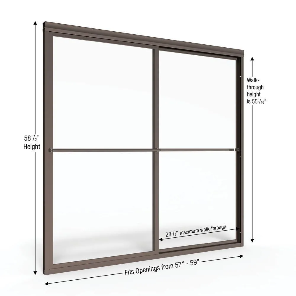 Deluxe 59 in. x 58-1/2 in. Clear Framed Sliding Tub Door in Oil Rubbed Bronze, photo 2 of 18