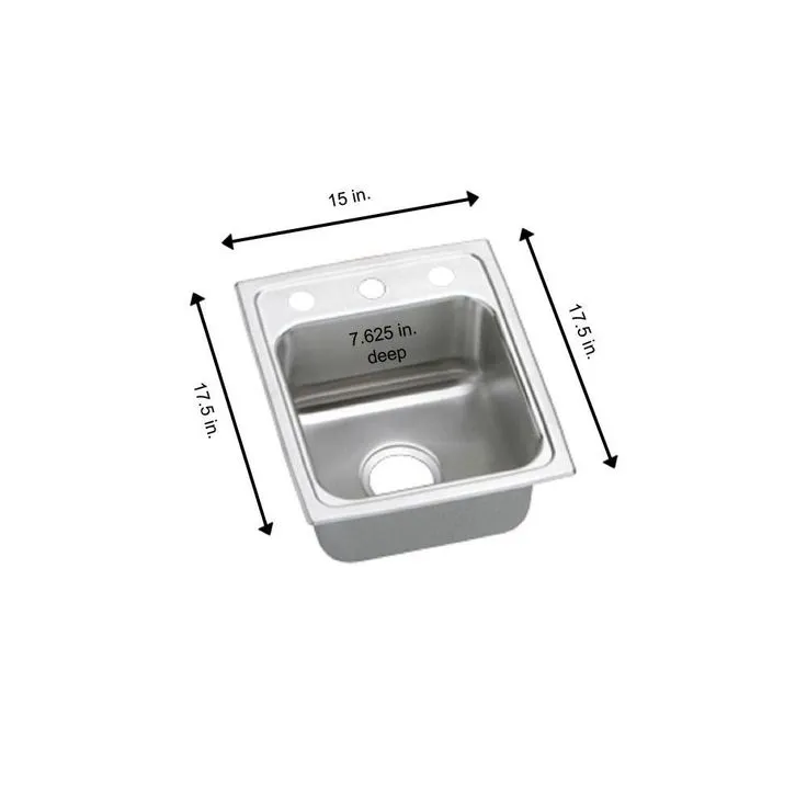 Lustertone Drop-In Stainless Steel 15 in. 3-Hole Single Bowl Bar Sink in Lustrous Highlighted Satin, photo 8 of 8