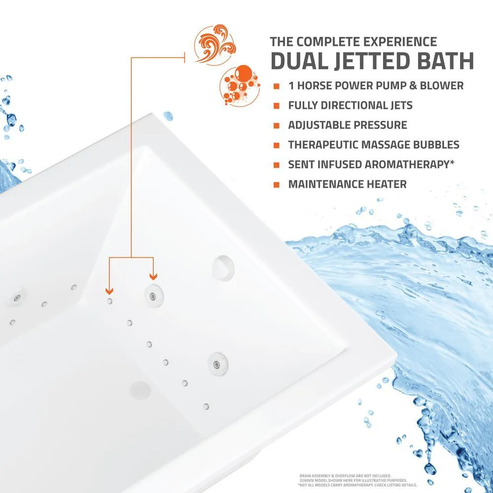 Universal Tubs Coral Diamond Series 5 ft. Left Drain Rectangular Drop-in Whirlpool and Air Bath Tub in White (32 x 59 in.), photo 5 of 20