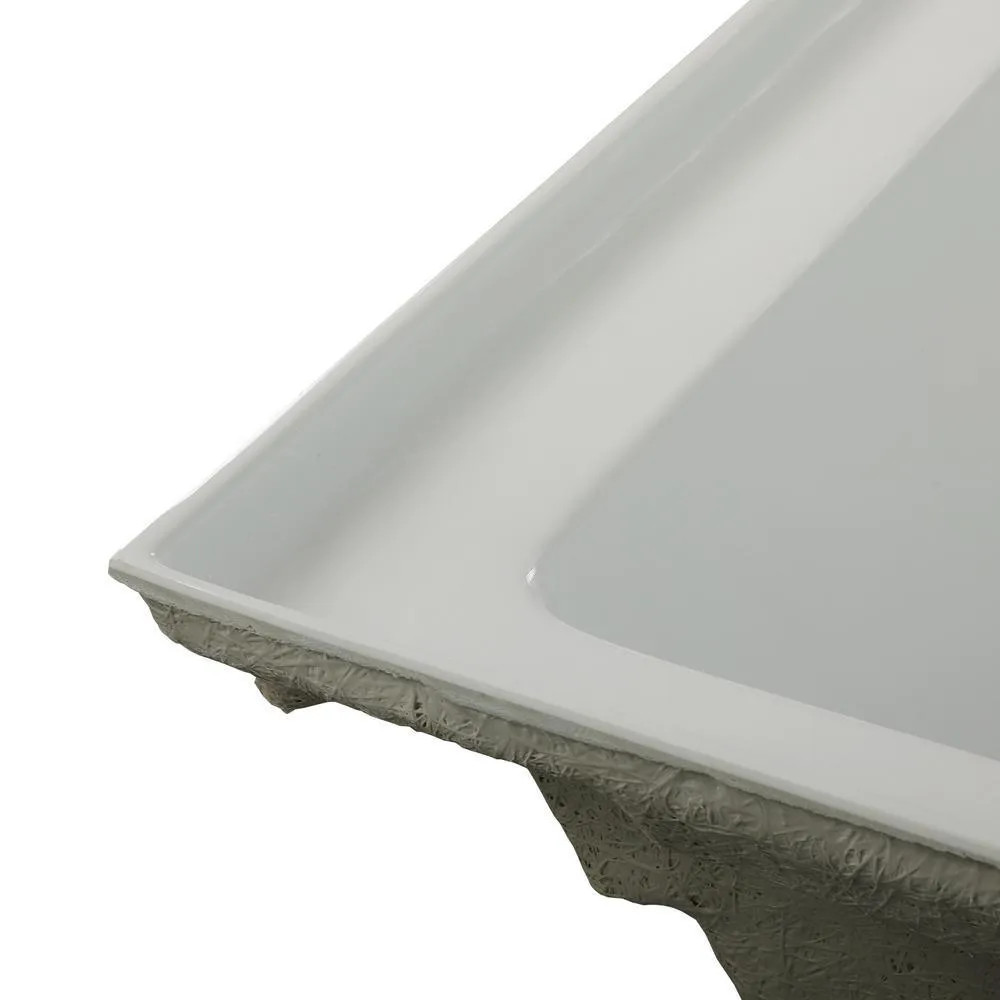 CASAINC 59.76 in. Left-Hand Acrylic Center Drain Rectangular Alcove Bathtub in White, photo 7 of 8