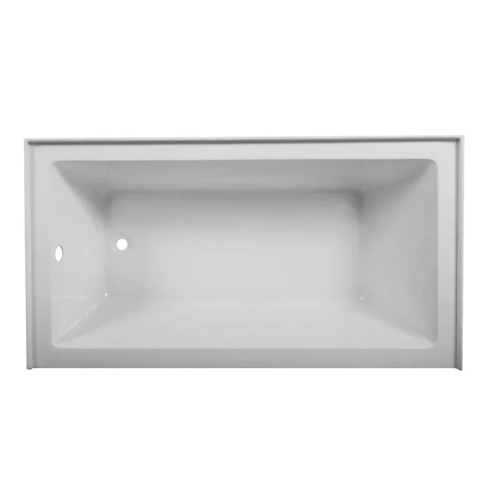 CASAINC 59.76 in. Left-Hand Acrylic Center Drain Rectangular Alcove Bathtub in White, photo 4 of 8