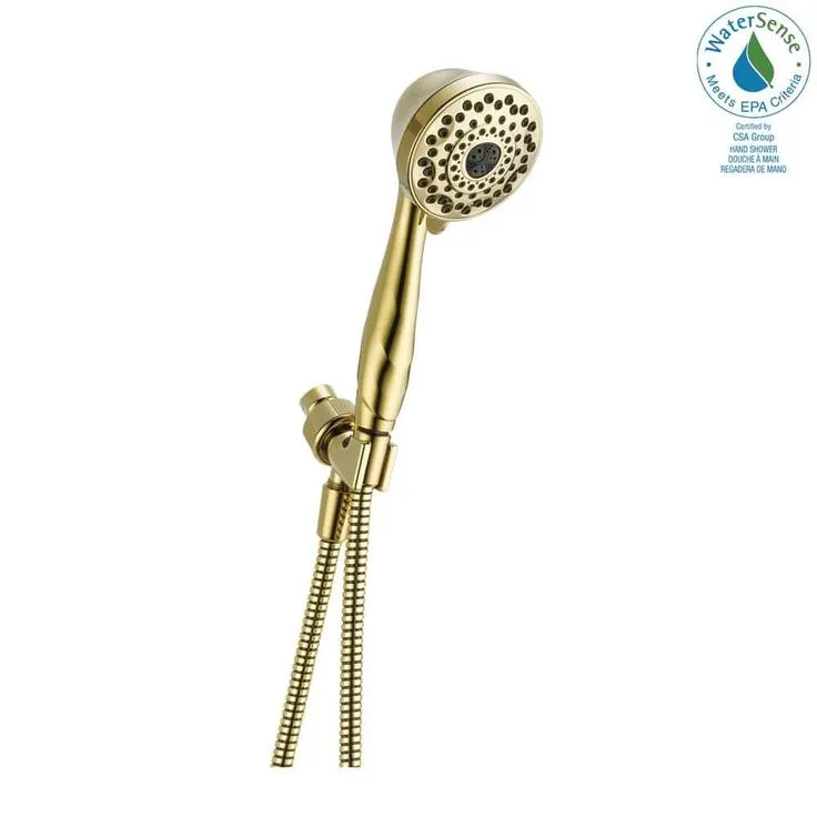 Delta 7-Spray 3.8 in. Single Wall Mount Handheld Shower Head in Polished Brass, photo 2 of 4