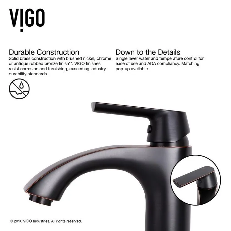 VIGO 18 Rectangular Russet Glass Vessel Bathroom Sink Set With Linus Vessel Faucet In Antique Rubbed Bronze, photo 11 of 11