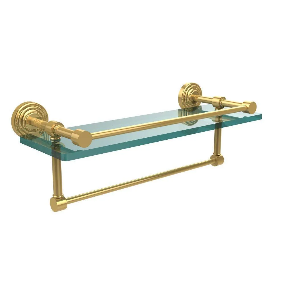 Allied Brass 16 in. L x 5 in. H x 5 in. W Clear Glass Bathroom Shelf with Towel Bar in Polished Nickel, photo 7 of 14