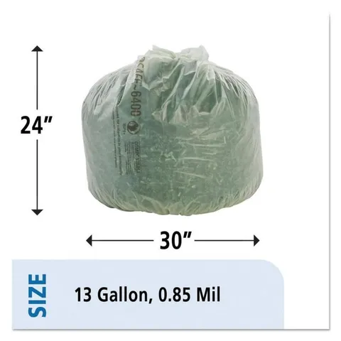 45-Pack 13-Gallon Green Plastic Can Trash Bag