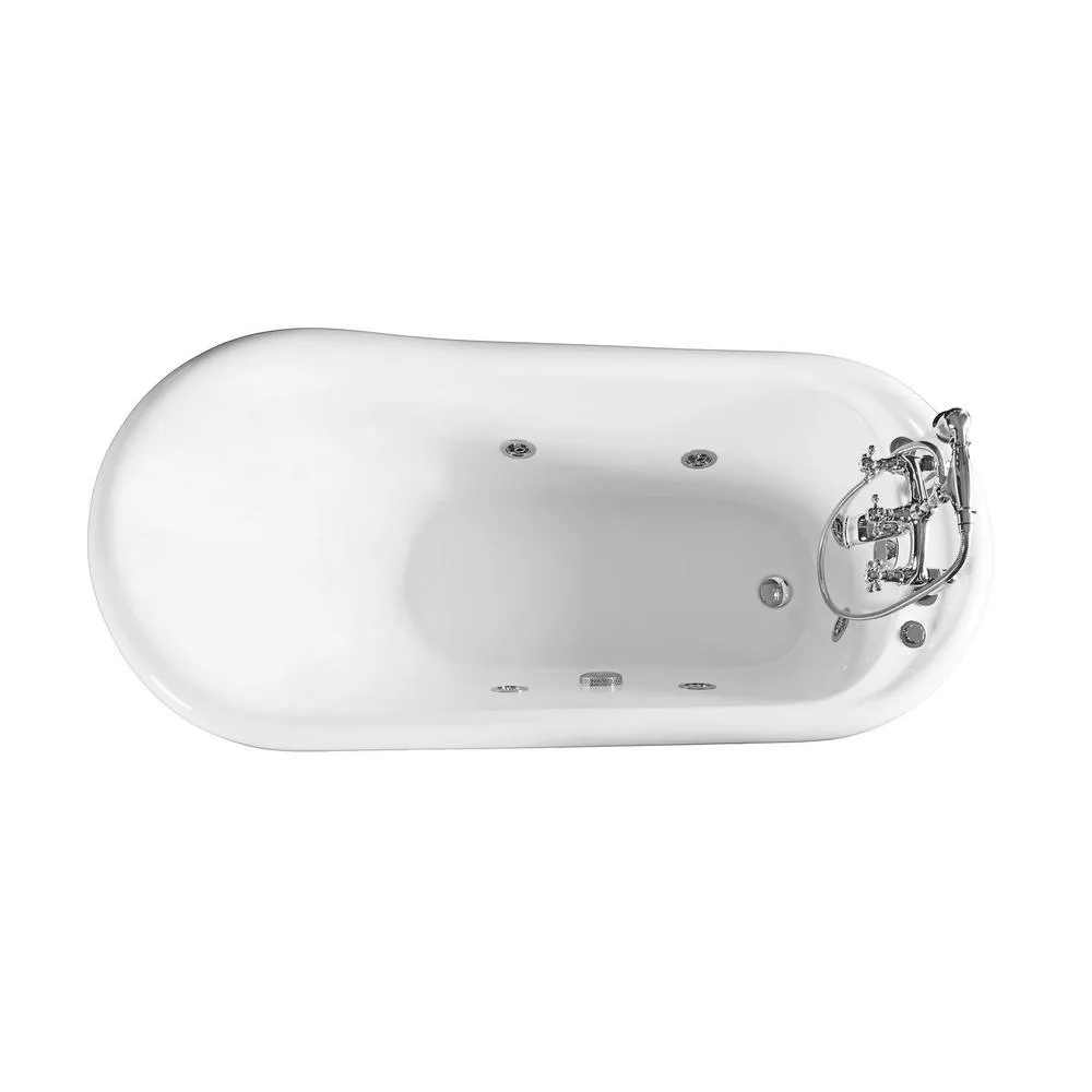 66.9 in. Acrylic Clawfoot Whirlpool Bathtub in White, photo 12 of 14