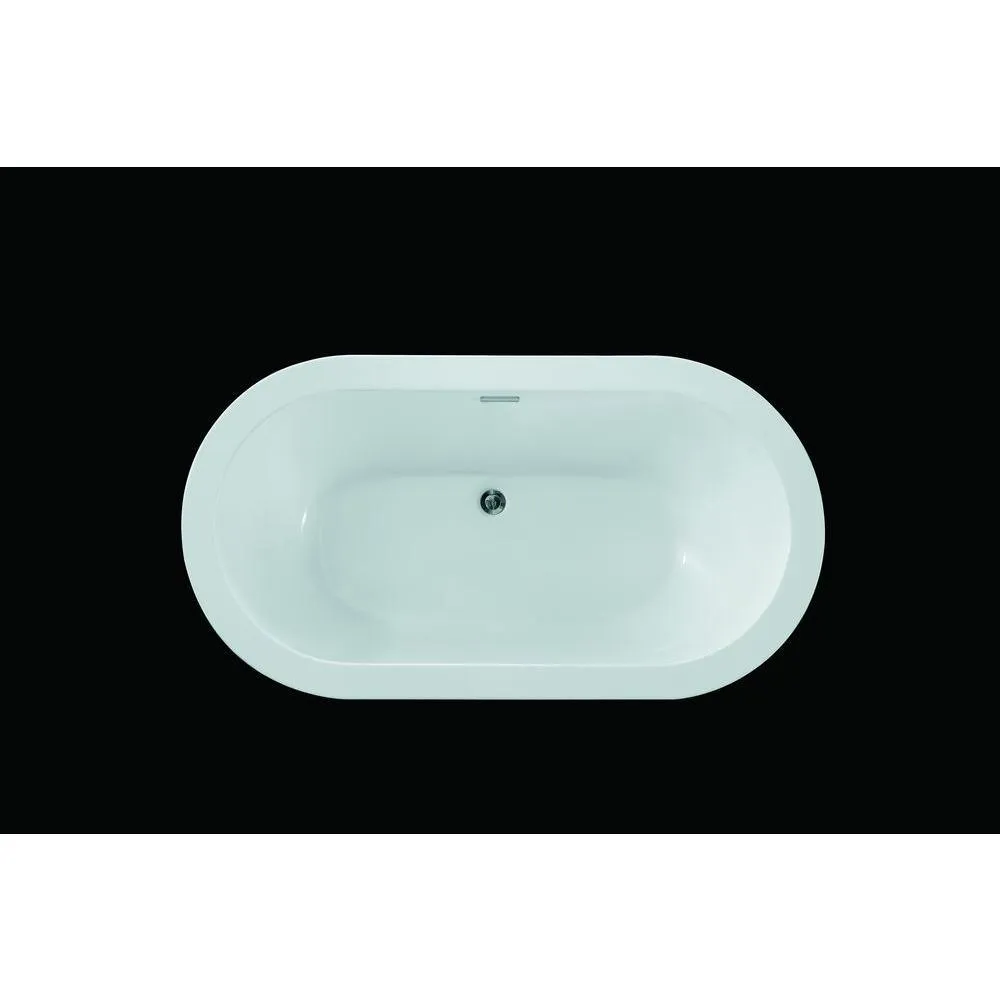 Colton 63 in. Center Drain Freestanding Bathtub in Glossy White, photo 3 of 10