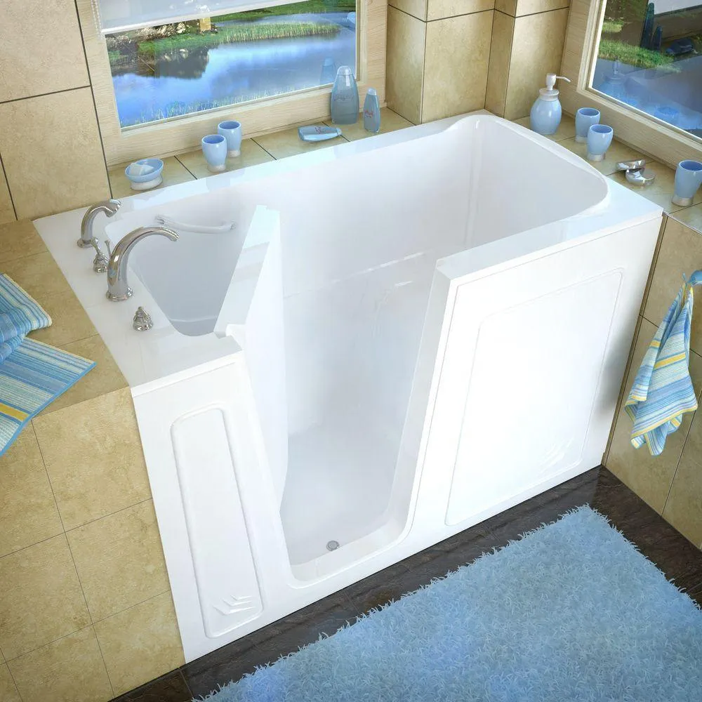 NOVA Heated Rampart 5 ft. Walk-in Non-Whirlpool Bathtub with 6 in. Tile Easy Up Adhesive Wall Surround in White, photo 2 of 12
