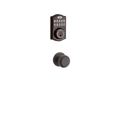 Z-Wave SmartCode Venetian Bronze Single Cylinder Electronic Deadbolt featuring Juno Hall/Closet Knob