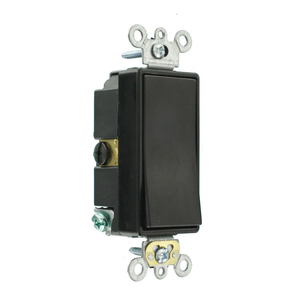 15 Amp Decora Plus Commercial Grade 3-Way Rocker Switch, Black, photo 2 of 7