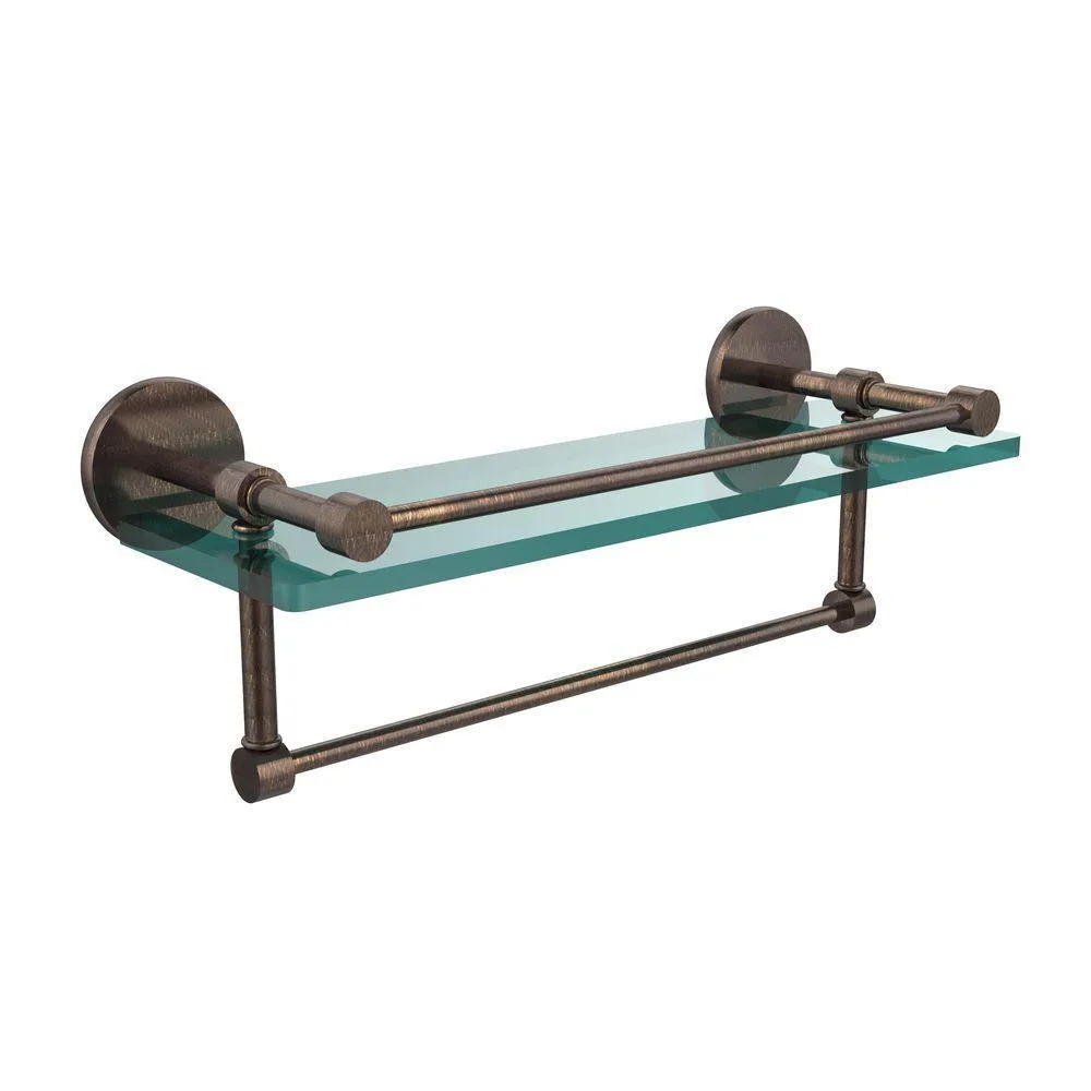 Allied Brass 16 in. L x 5 in. H x 5 in. W Clear Glass Bathroom Shelf with Towel Bar in Oil Rubbed Bronze, photo 2 of 14