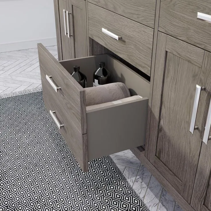 Kali 72 in. W x 22 in. D Bath Vanity in Gray ENGRD Stone Vanity Top in White with White Basin Power Bar and Organizer, photo 3 of 8