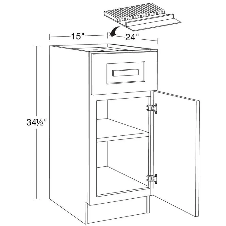 Home Decorators Collection Grayson 15 in. W x 24 in. D x 34.5 in. H Assembled Plywood Base Kitchen Cabinet in Mythic Blue with Knife Block RH, photo 2 of 5