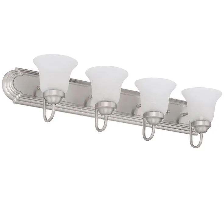 30 in. 4-Light Brushed Nickel Bathroom Vanity Light with Glass Shades, photo 4 of 9