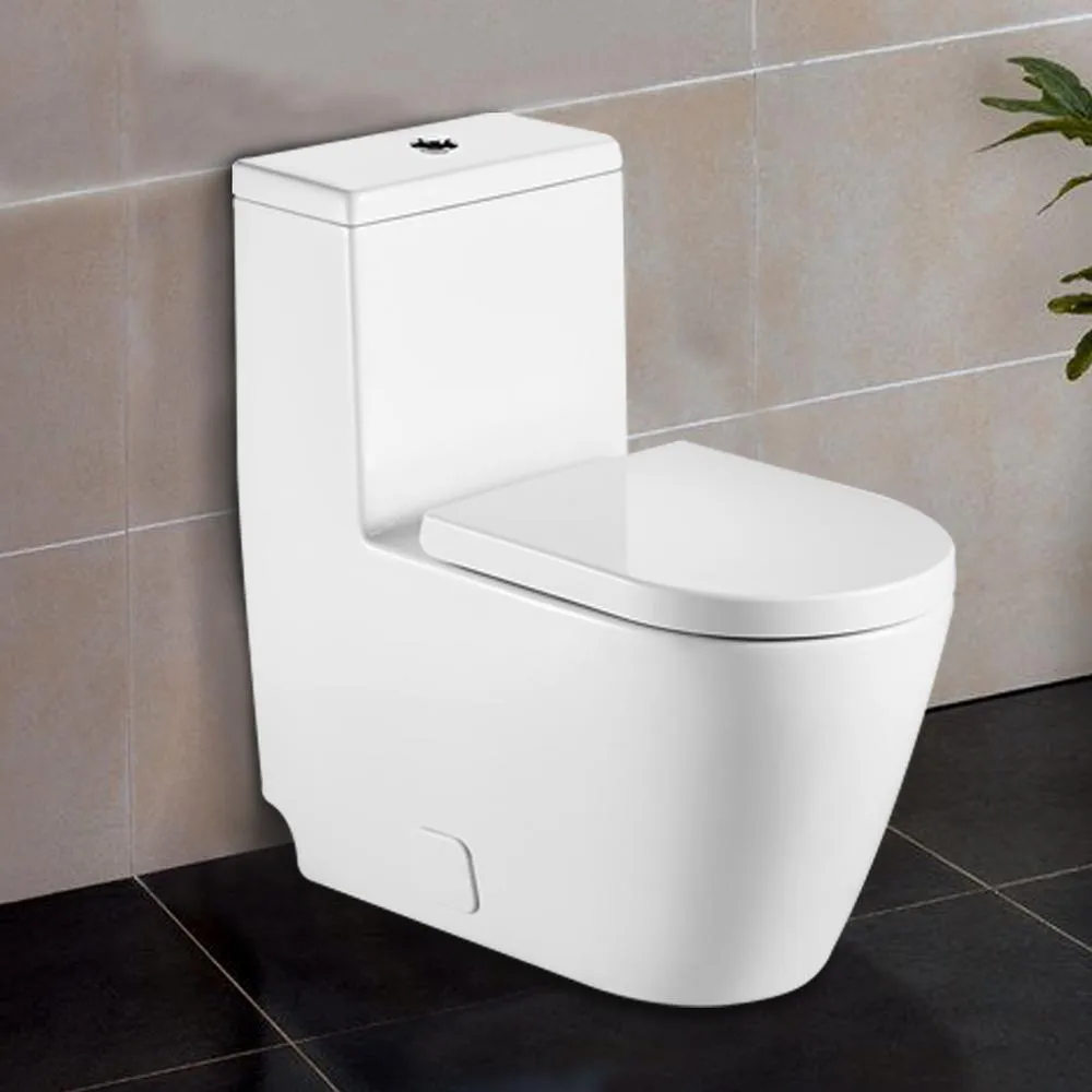 Modern Fashion Round Toilet 1-Piece White 1 Piece 0.8/1.28 GPF White Double Flush Toilet, photo 8 of 8