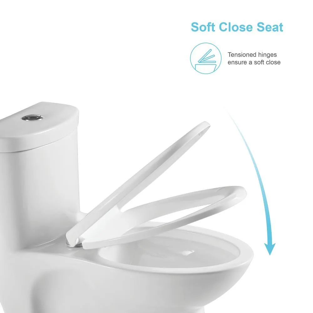 1-Piece 1.1 GPF /1.6 GPF Dual Flush High Efficiency Elongated Toilet in White Seat Included, photo 8 of 10