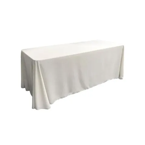 90 × 156 in White Polyester Poplin Rectangular Tablecloth