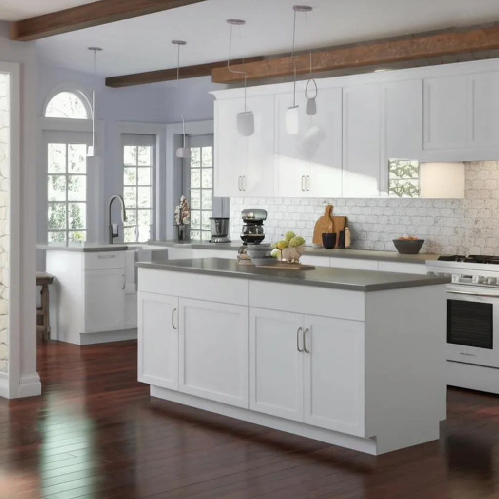 Hampton Bay Courtland Shaker Sink Base Kitchen Cabinet in Polar White, photo 2 of 2