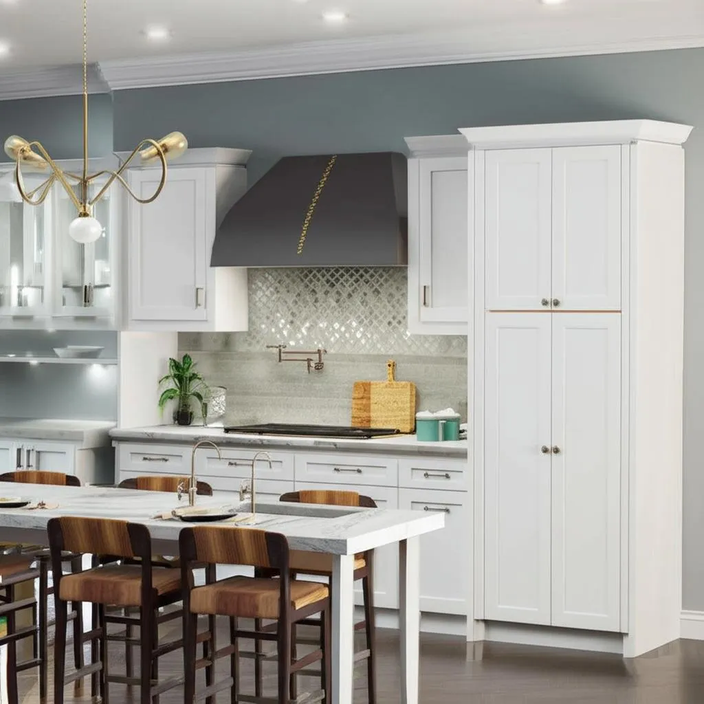 Hampton Bay Courtland Shaker Pantry Kitchen Cabinet in Polar White, photo 2 of 2