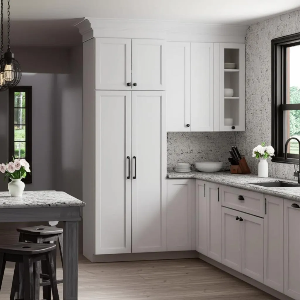 Hampton Bay Courtland Polar White Shaker Pantry Kitchen Cabinet, photo 2 of 2