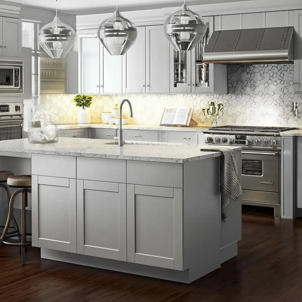 Hampton Bay Shaker Dove Gray Assembled Base Kitchen Cabinet, photo 2 of 2