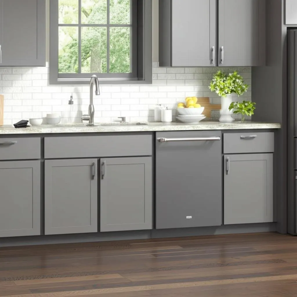 Hampton Bay Courtland 30 in. Shaker Base Kitchen Cabinet in Sterling Gray, photo 2 of 2