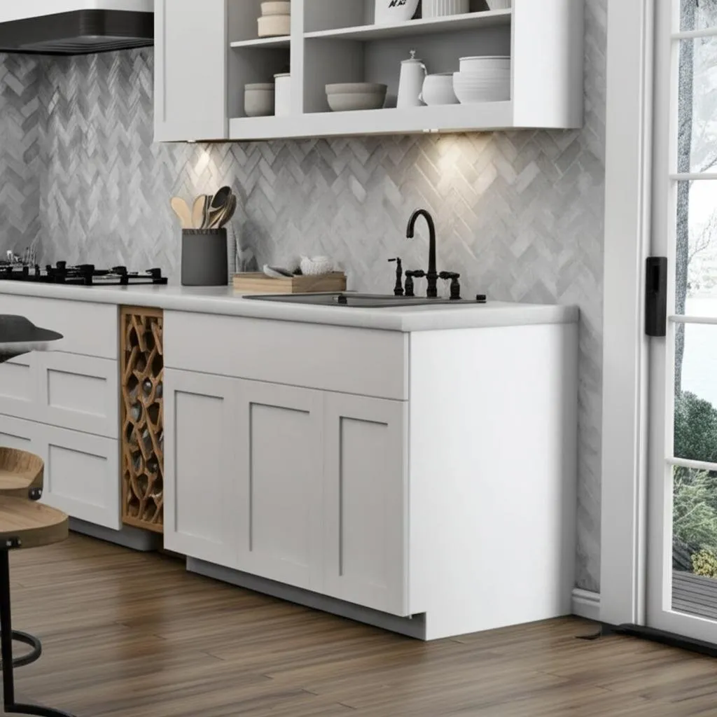 Hampton Bay Courtland 36 in. Polar White Shaker Base Kitchen Cabinet, photo 2 of 2