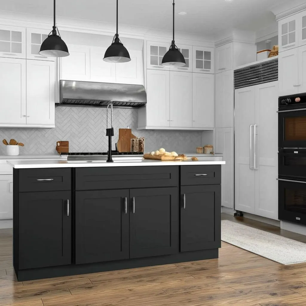 Hampton Bay Avondale 24 in. W x 24 in. D x 34.5 in. H Ready to Assemble Plywood Shaker Base Kitchen Cabinet in Raven Black, photo 2 of 2