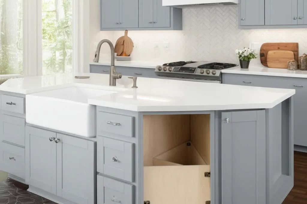 Hampton Bay Shaker Dove Gray Corner Sink Base Kitchen Cabinet, photo 2 of 2